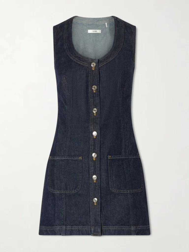 Paneled Recycled Denim Mini Dress Full Size Image 3