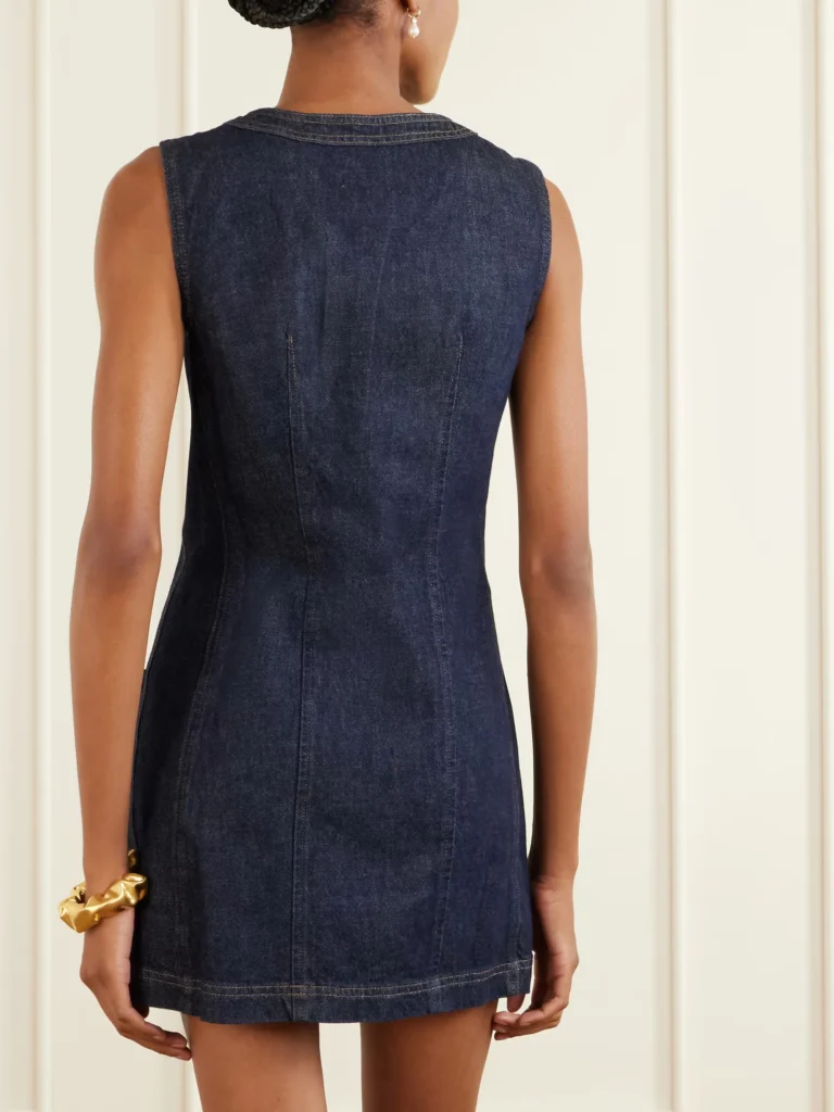 Paneled Recycled Denim Mini Dress Full Size Image 2