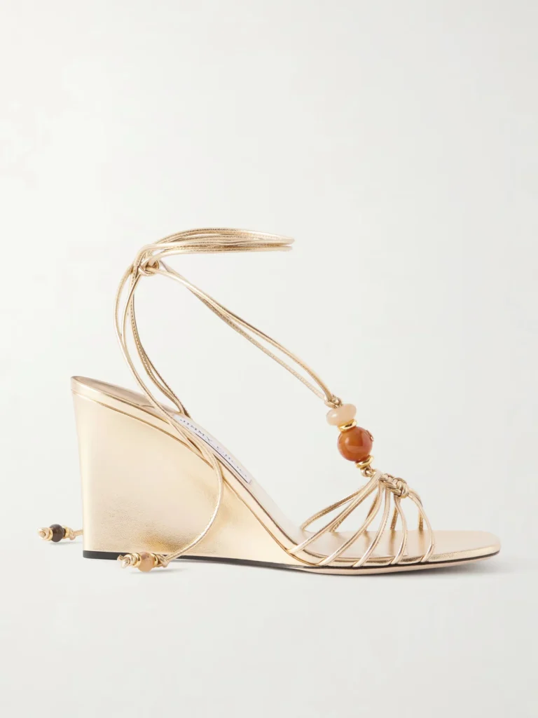 Lova 85 Embellished Metallic Leather Wedge Sandals Full Size Image 1