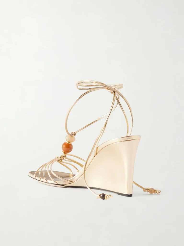 Lova 85 Embellished Metallic Leather Wedge Sandals Full Size Image 2