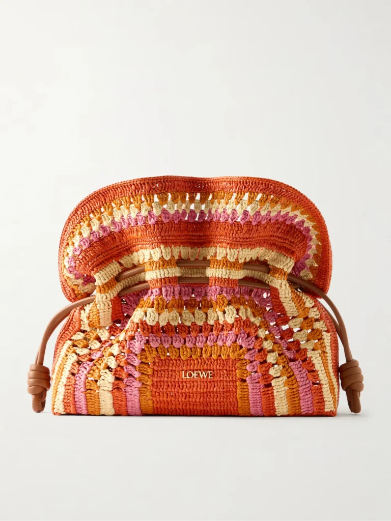 Paula’s Ibiza Flamenco Mini Crocheted Raffia Clutch Full Size Image 1