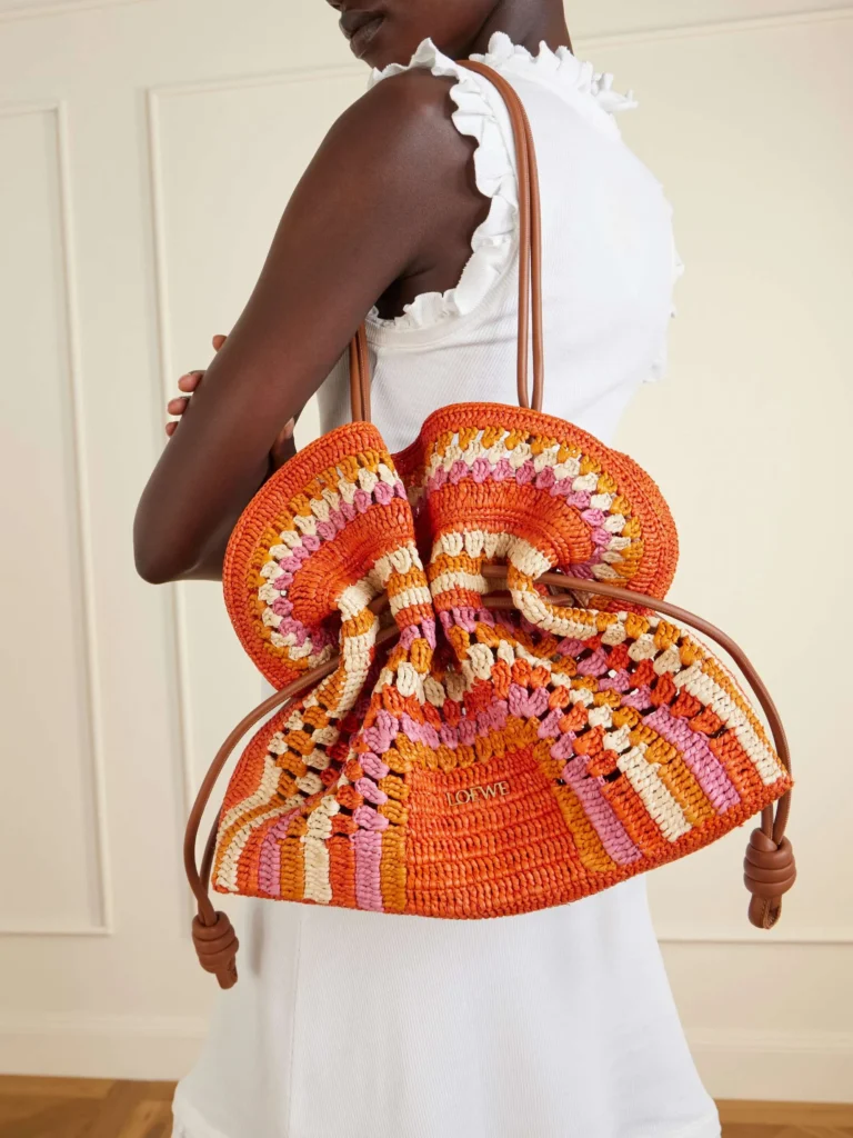 Paula’s Ibiza Flamenco Mini Crocheted Raffia Clutch Full Size Image 3