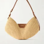 Paula’s Ibiza Swing Leather-trimmed Raffia Shoulder Bag Thumbnail 1