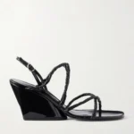 Twist Slant Leather Wedge Sandals Thumbnail 1