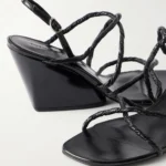 Twist Slant Leather Wedge Sandals Thumbnail 3
