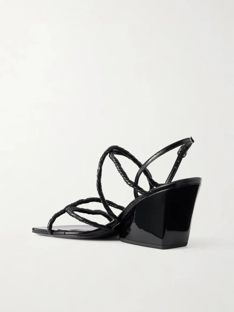 Twist Slant Leather Wedge Sandals Full Size Image 5
