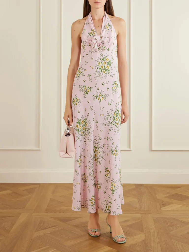 Floral-print Silk-crepe Midi Dress Full Size Image 1