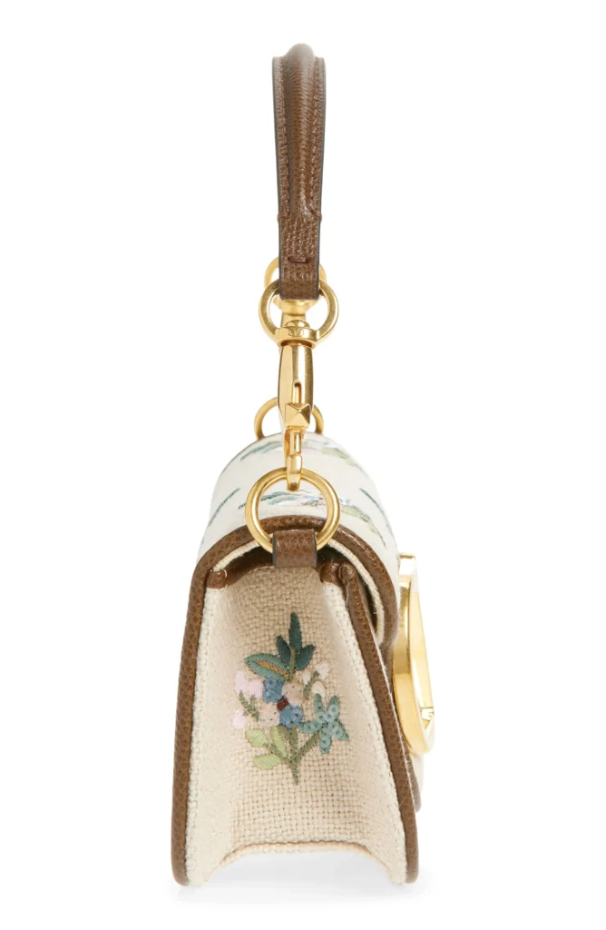 Small Loco Embroidered Linen Shoulder Bag Full Size Image 2