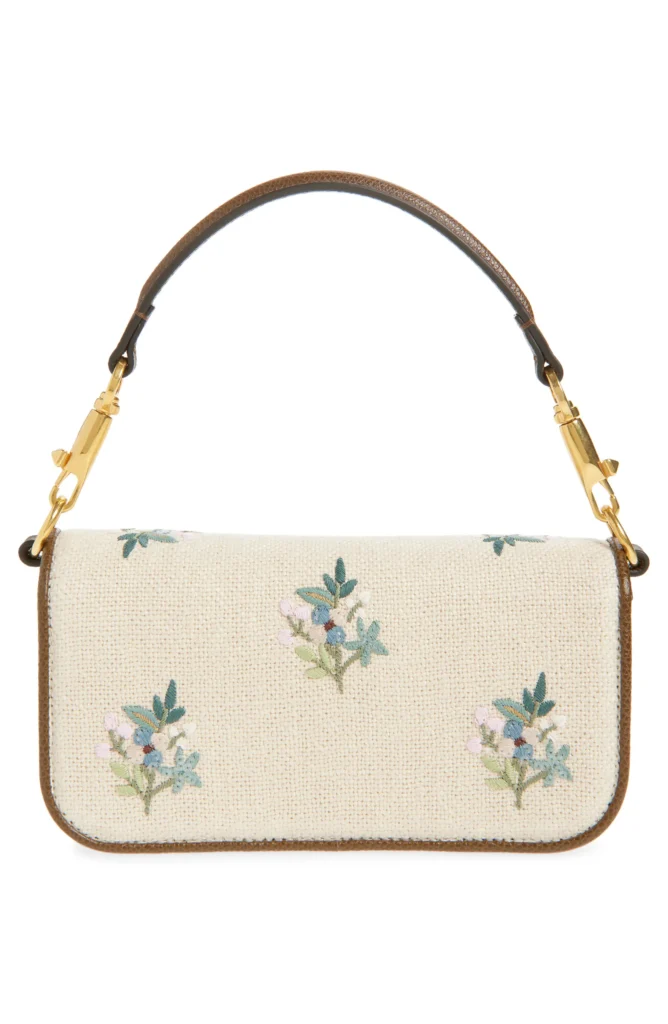 Small Loco Embroidered Linen Shoulder Bag Full Size Image 3