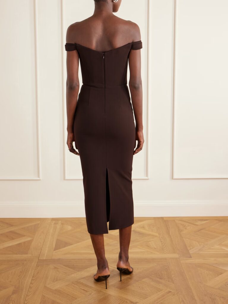 Off-the-shoulder Crepe Midi Dress Full Size Image 2