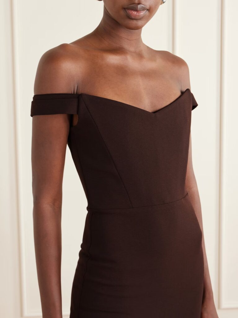 Off-the-shoulder Crepe Midi Dress Full Size Image 3