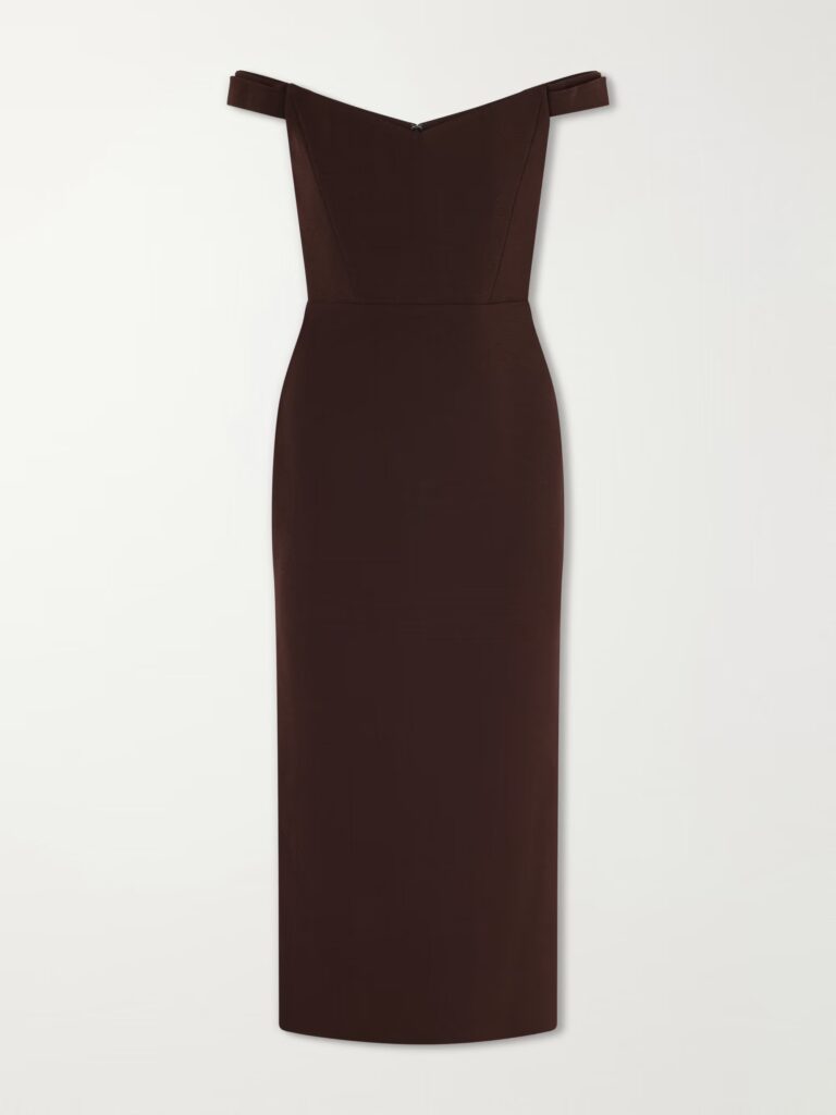 Off-the-shoulder Crepe Midi Dress Full Size Image 4