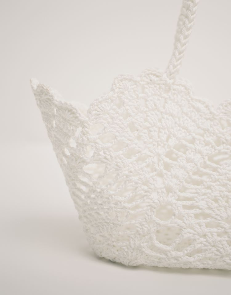 Floral Crochet Grab Handle Tote Bag Full Size Image 3