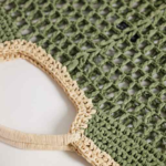 Top Handle Straw Bag with Contrast Piping Thumbnail 3