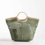 Top Handle Straw Bag with Contrast Piping Thumbnail 1