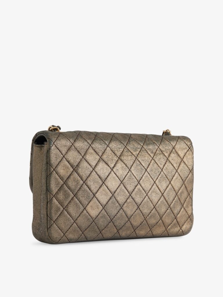 Small Metallic Iridescent Pearl CC Crystal Single Flap Bag Full Size Image 6