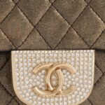 Small Metallic Iridescent Pearl CC Crystal Single Flap Bag Thumbnail 4