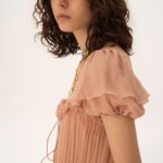 Gathered Long Ruffled Dress in Silk Mousseline Thumbnail 6