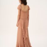 Gathered Long Ruffled Dress in Silk Mousseline Thumbnail 2
