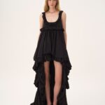 High-Low Sleeveless Dress in Silk Georgette Jacquard & Lurex Thumbnail 1