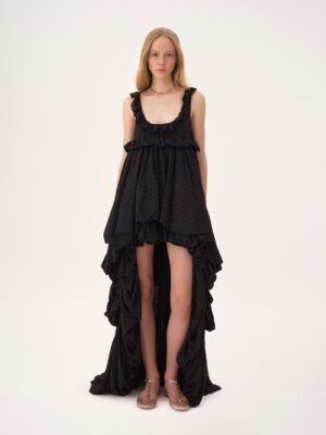 CHLOÉ High-Low Sleeveless Dress in Silk Georgette Jacquard & Lurex