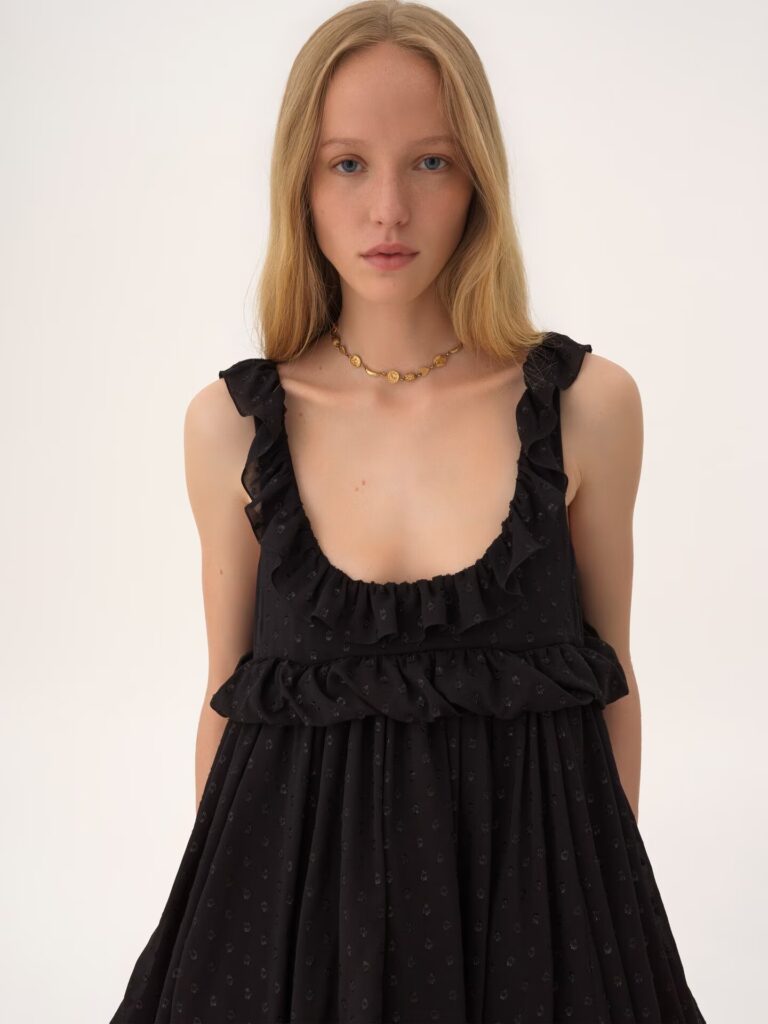 High-Low Sleeveless Dress in Silk Georgette Jacquard & Lurex Full Size Image 5