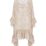 Knee-Length Ruffled Kaftan in Silk Charmeuse Thumbnail 2