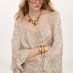 Knee-Length Ruffled Kaftan in Silk Charmeuse Thumbnail 6