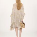 Knee-Length Ruffled Kaftan in Silk Charmeuse Thumbnail 3