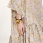 Knee-Length Ruffled Kaftan in Silk Charmeuse Thumbnail 4