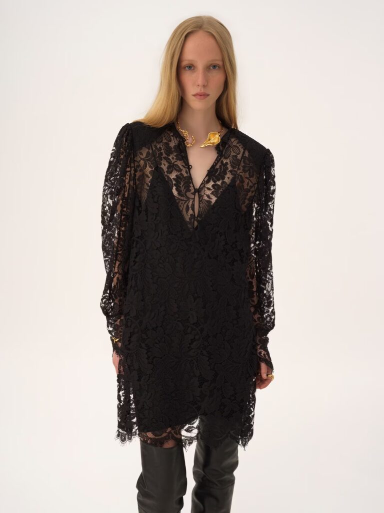 Long Sleeve Mini Dress in Lace Full Size Image 3