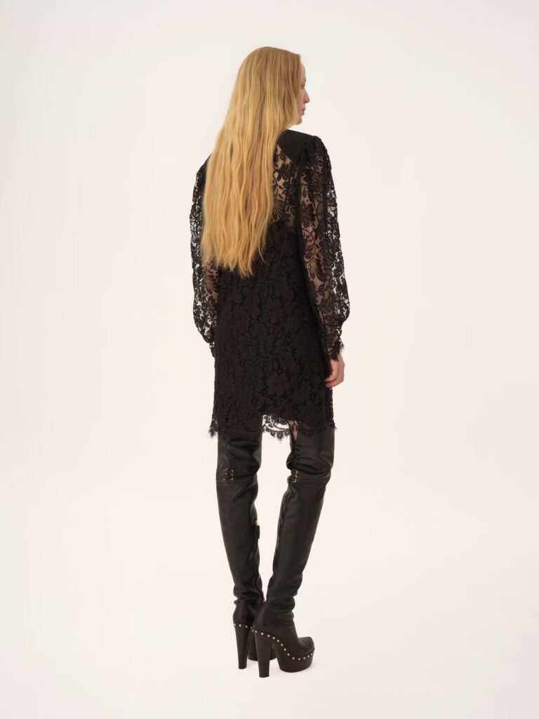Long Sleeve Mini Dress in Lace Full Size Image 4