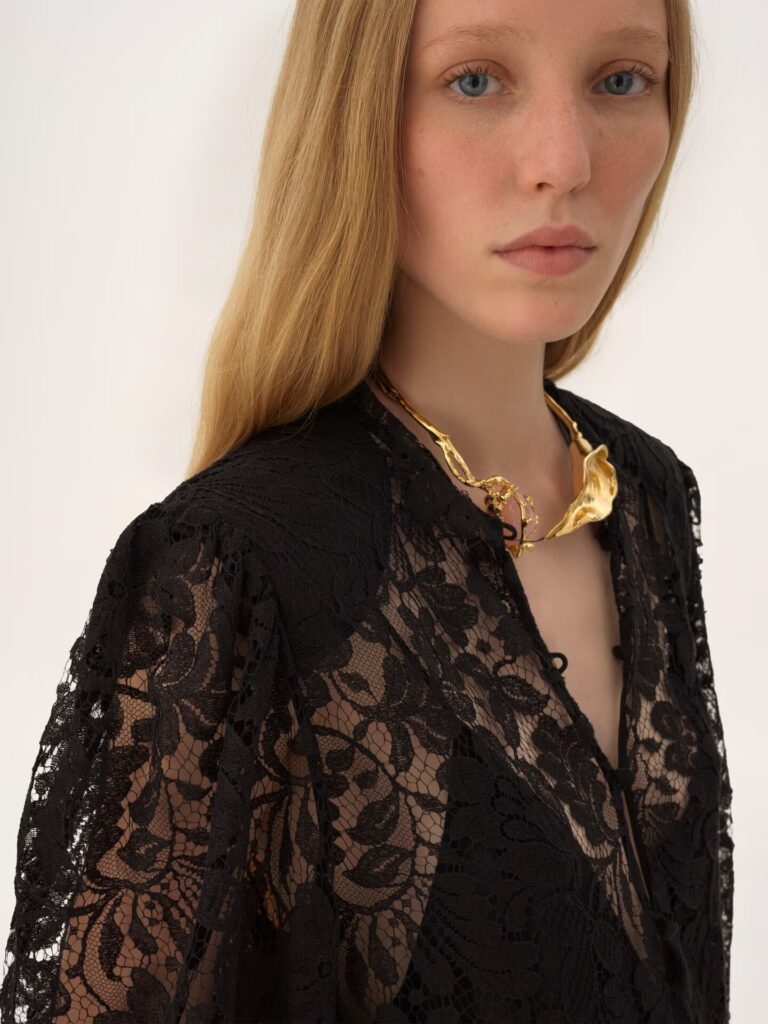Long Sleeve Mini Dress in Lace Full Size Image 5