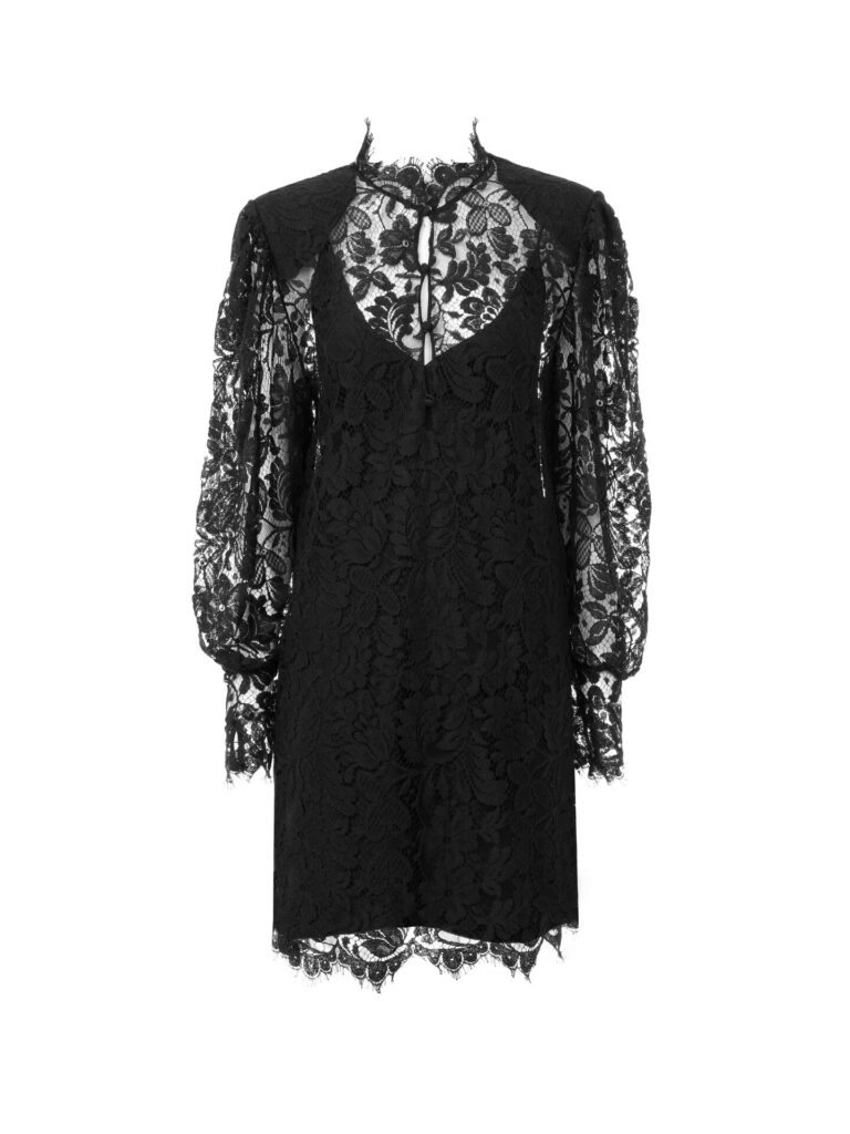 Long Sleeve Mini Dress in Lace Full Size Image 2