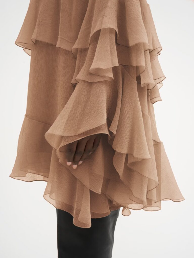 Mini Ruffled Dress in Silk Mousseline Full Size Image 3