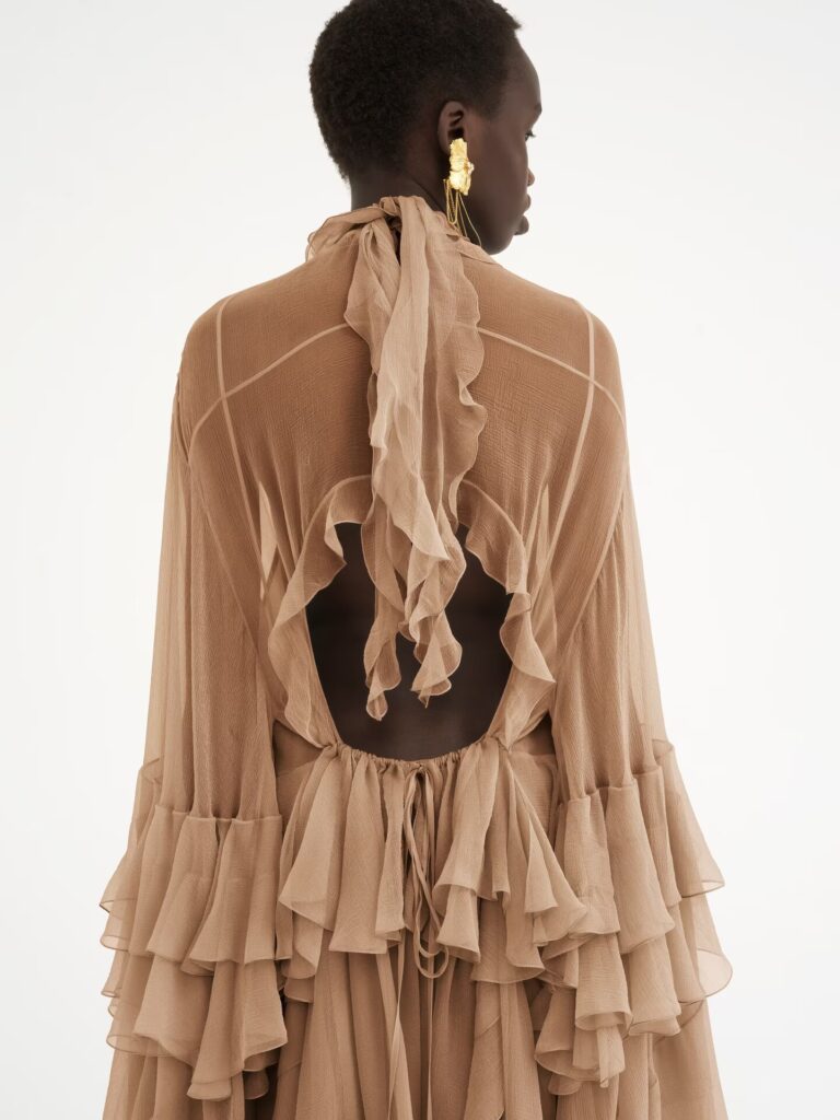 Mini Ruffled Dress in Silk Mousseline Full Size Image 5