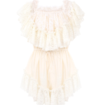 Off-The-Shoulder Mini Jumpsuit in Washed Silk Satin & Lace Thumbnail 5