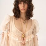 Oversized Long Ruffled Dress in Silk Mousseline & Lace Thumbnail 2