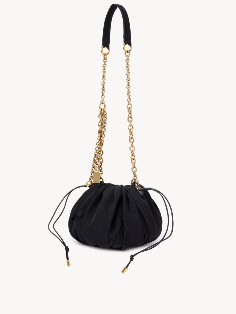 Plisse Shoulder Bag with Chain Full Size Image 3