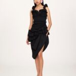 Ruched Bustier Midi Dress in Cotton Poplin Thumbnail 1