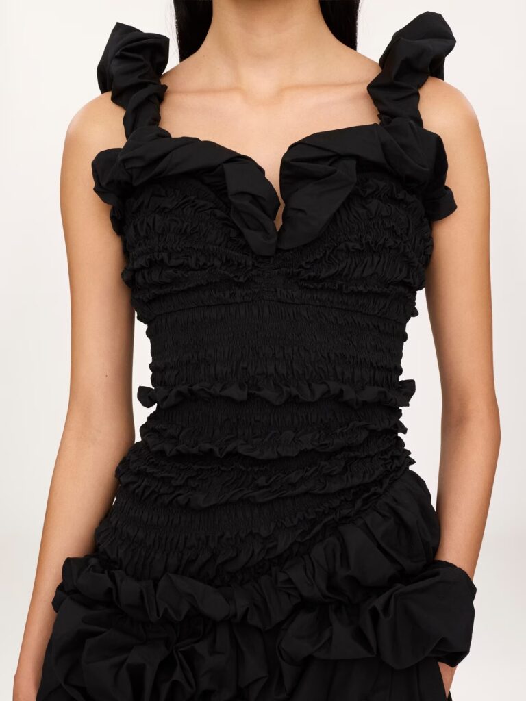 Ruched Bustier Midi Dress in Cotton Poplin Full Size Image 2