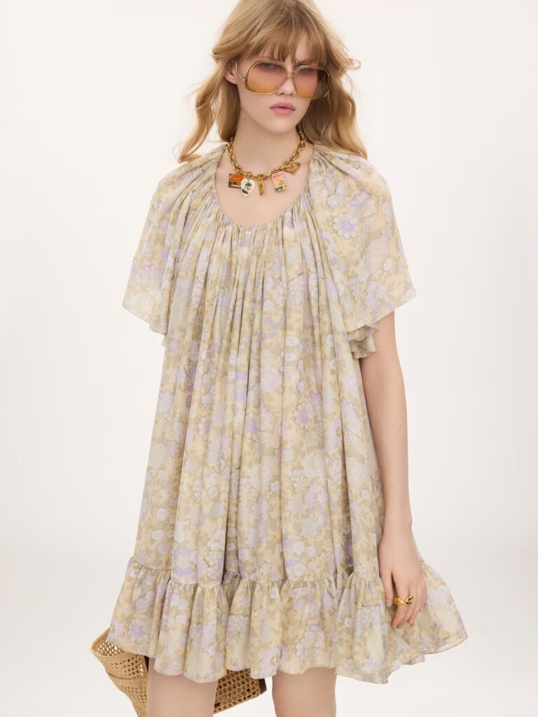 Short Pleated Dress in Silk Charmeuse Full Size Image 6