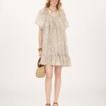 Short Pleated Dress in Silk Charmeuse Thumbnail 1