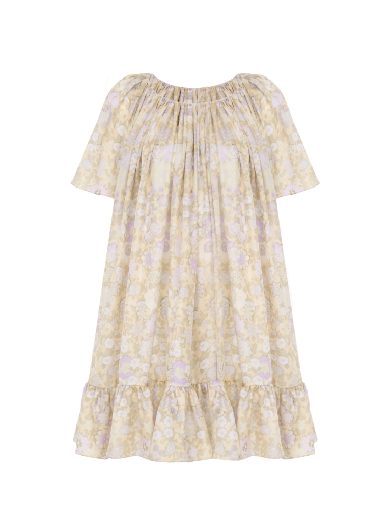 Short Pleated Dress in Silk Charmeuse Full Size Image 2