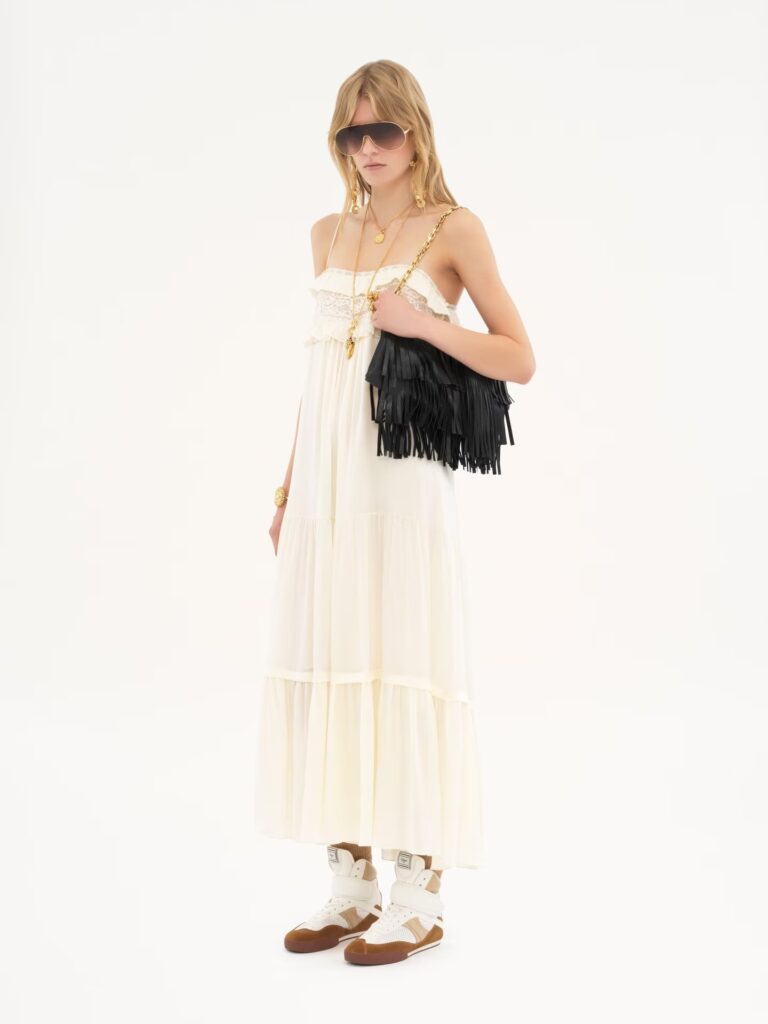 Sleeveless Long Dress in Silk Charmeuse Full Size Image 6
