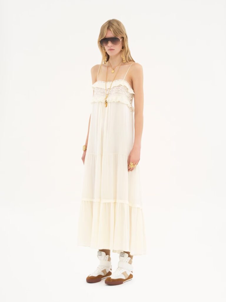 Sleeveless Long Dress in Silk Charmeuse Full Size Image 1