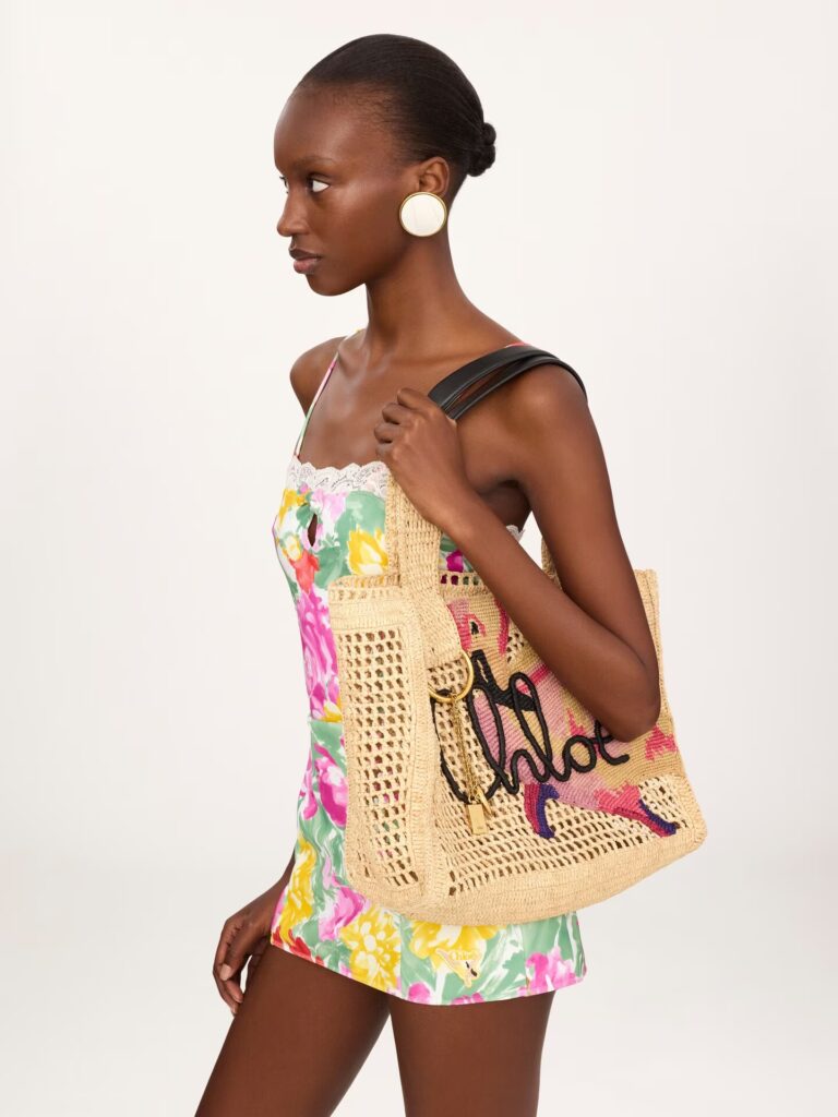 Summer Banana East-West Tote Bag in Raffia Full Size Image 4