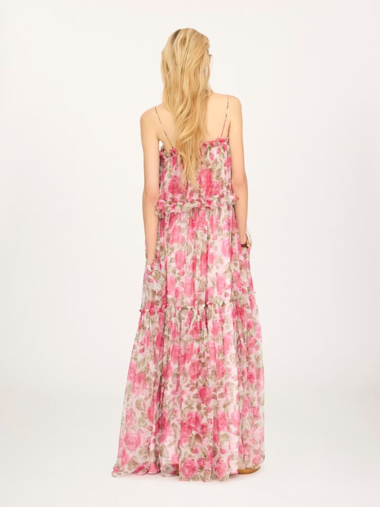 Thin-Strap Long Dress in Silk Mousseline Full Size Image 3