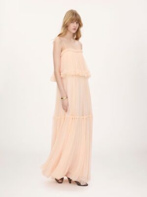 CHLOÉ Thin-Strap Long Dress in Silk Mousseline
