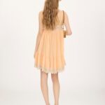 Thin-Strap Mini Dress in Silk Georgette & Lace Thumbnail 3